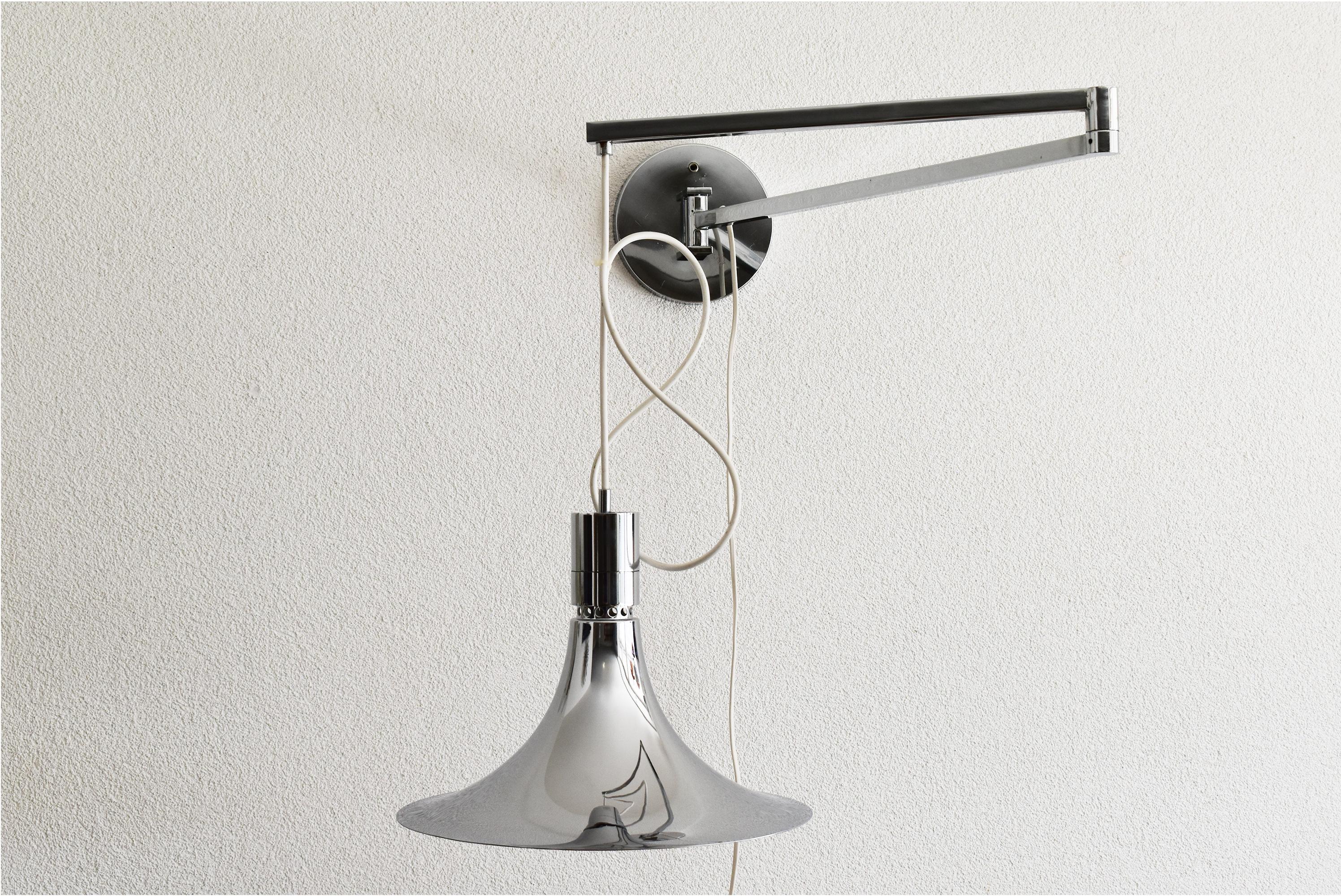 Late 20th Century AM/AS Wall Lamp with Chromed Swing Arm by Franco Albini for Sirrah, 1960, Italy For Sale
