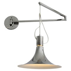 Lampada da parete AM/AS con braccio oscillante cromato di Franco Albini per Sirrah, 1960, Italia