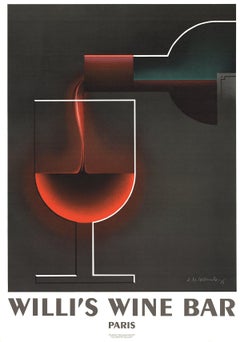 2005 A.M. Cassandre 'Willi's Wine Bar' Vintage Black, Red France Lithograph