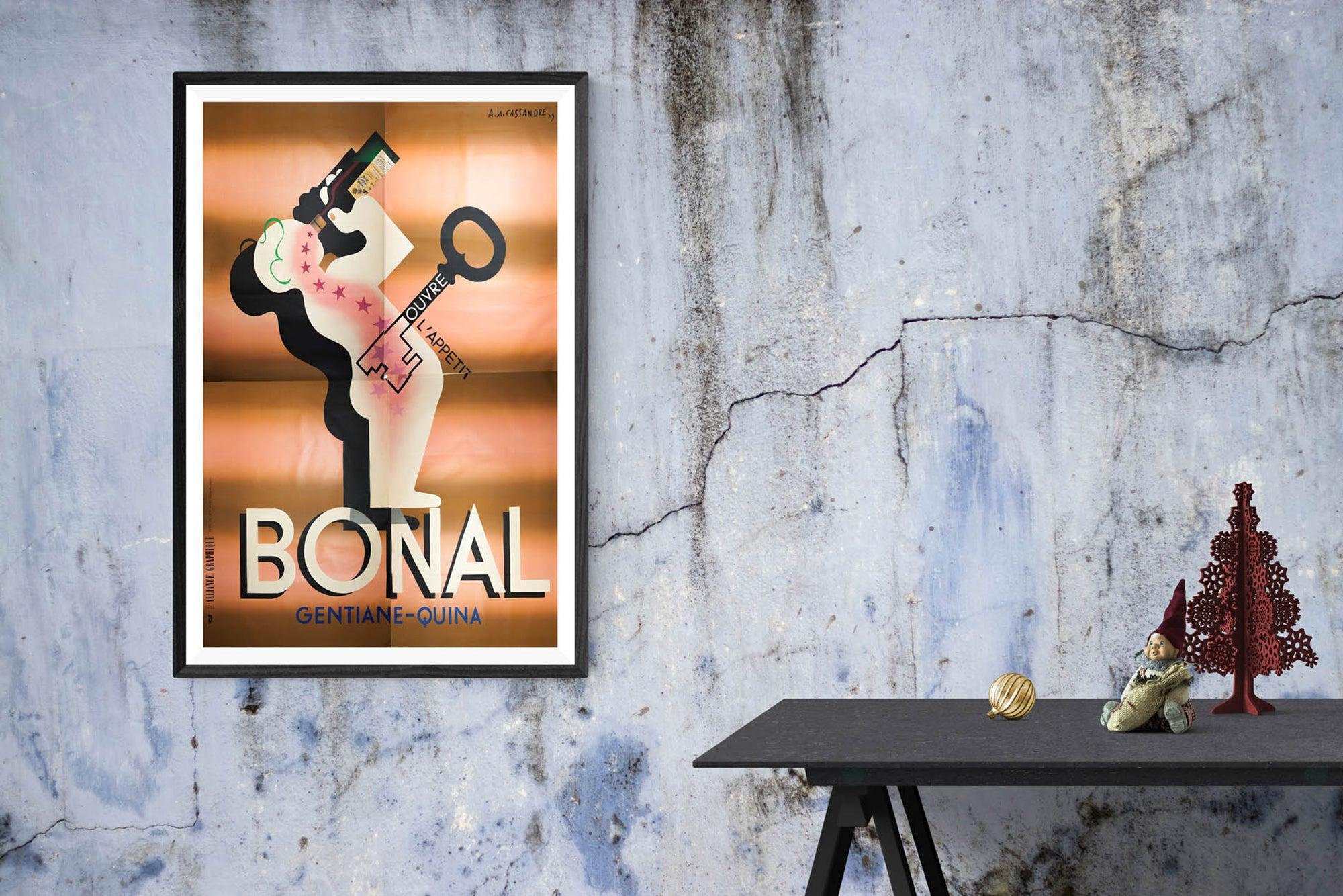 AM Cassandre Advertisement for Liqueur Bonal (4 Parts) Vintage Art Deco For Sale 1