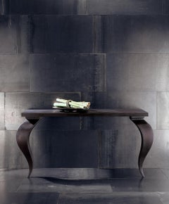 Tavolo Consolle AM in mogano sabbiato scuro con due gambe intagliate