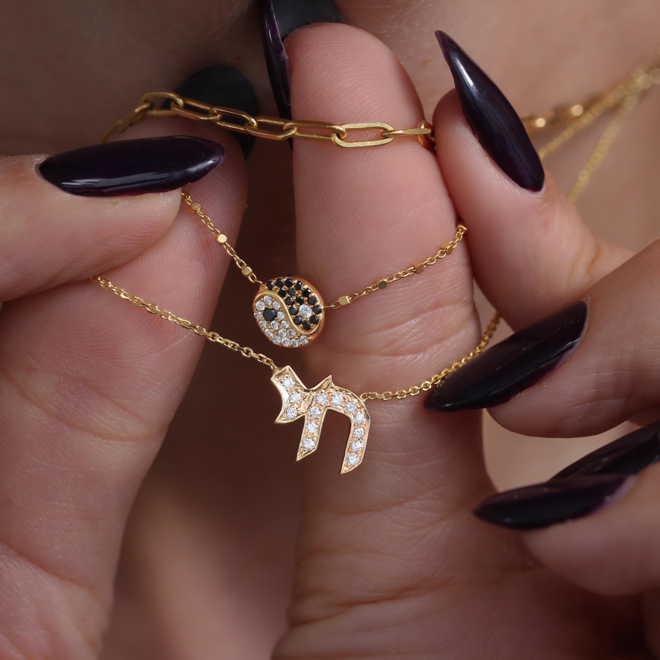 Am Israel Chai Diamond Pendant Judaica  Necklace, Jewish Gift  For Sale 3