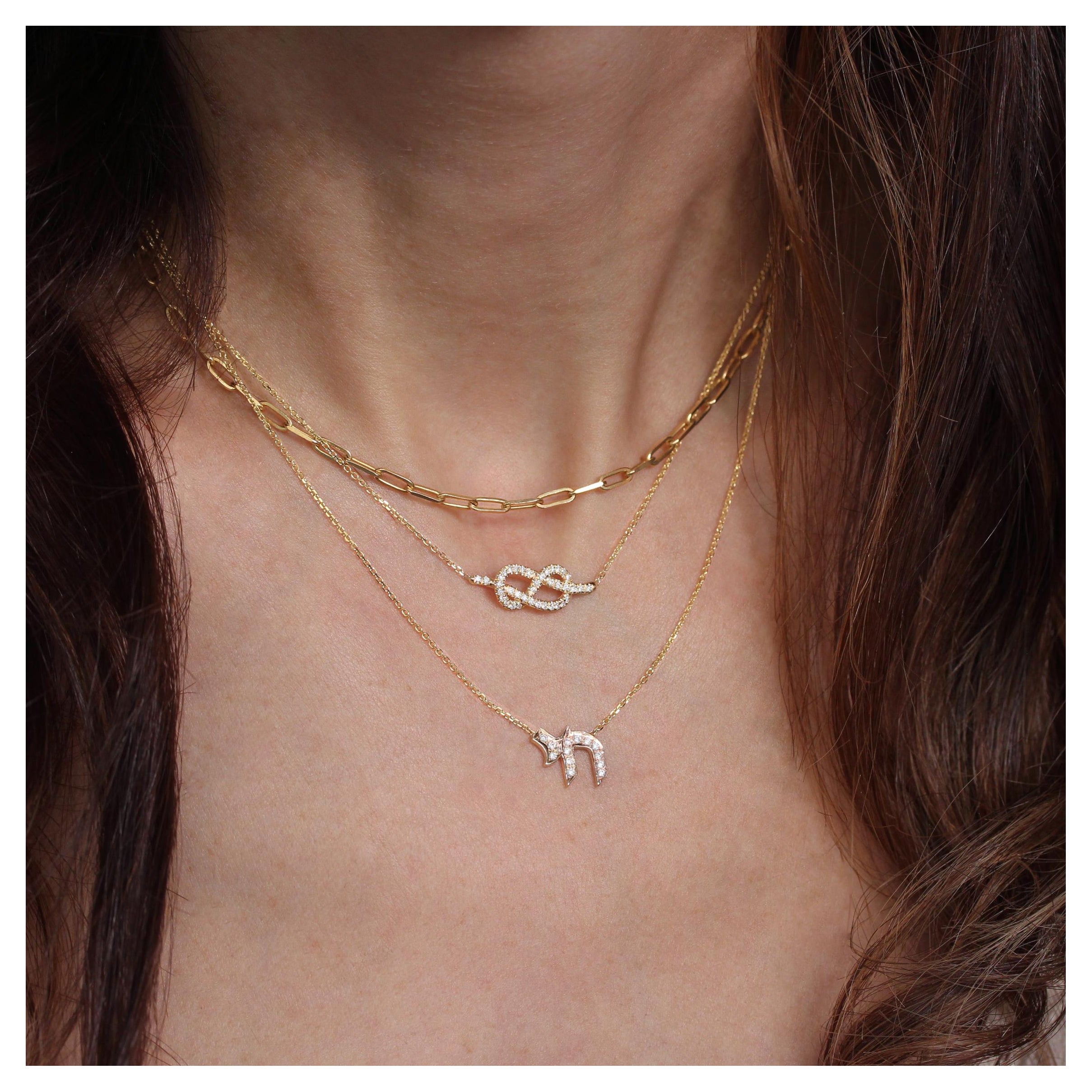 Am Israel Chai Diamond Pendant Judaica  Necklace, Jewish Gift For Sale