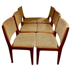 Am Møbler Denmark Set of Six Chairs, Teak and Tweed, from the 70s'