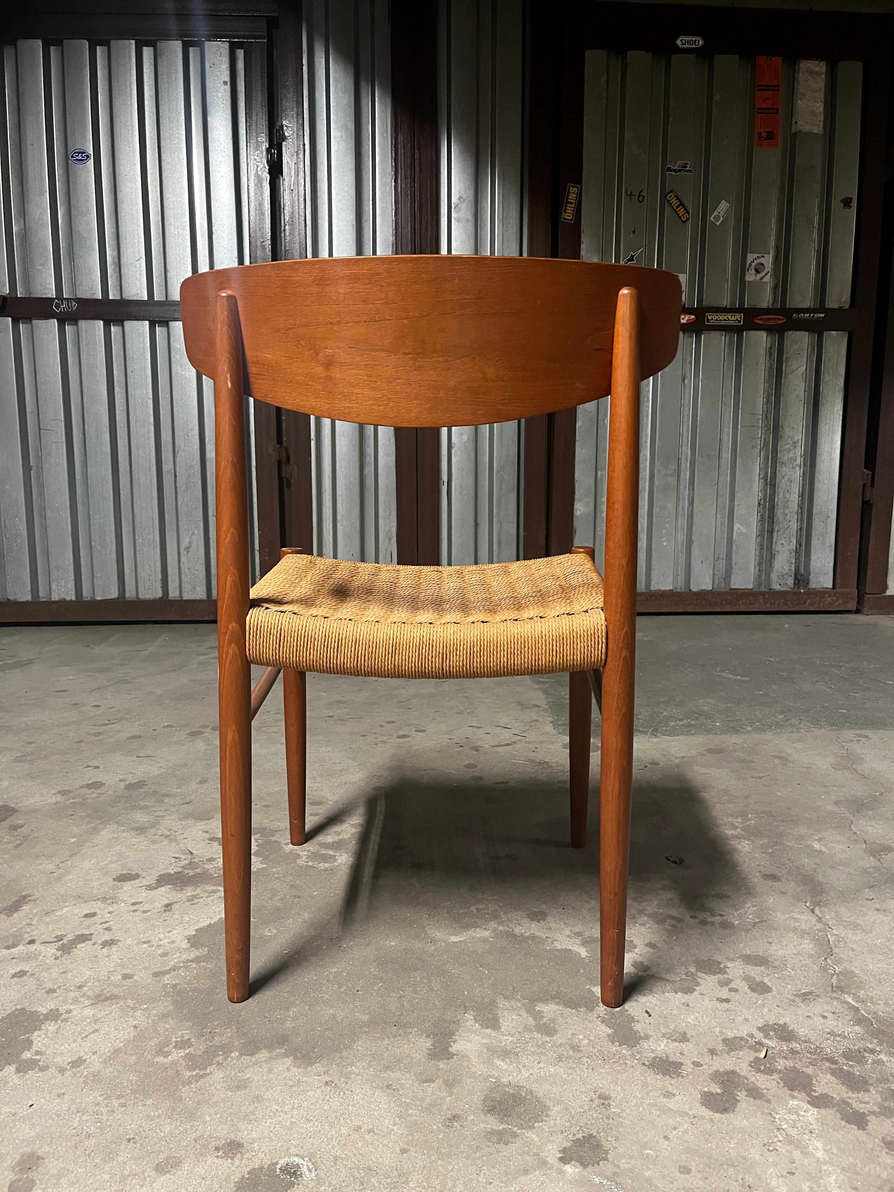 Danish a.M. Møbler Pair of Teak and Paper Cord Side Chairs 'Model 501' 1960s