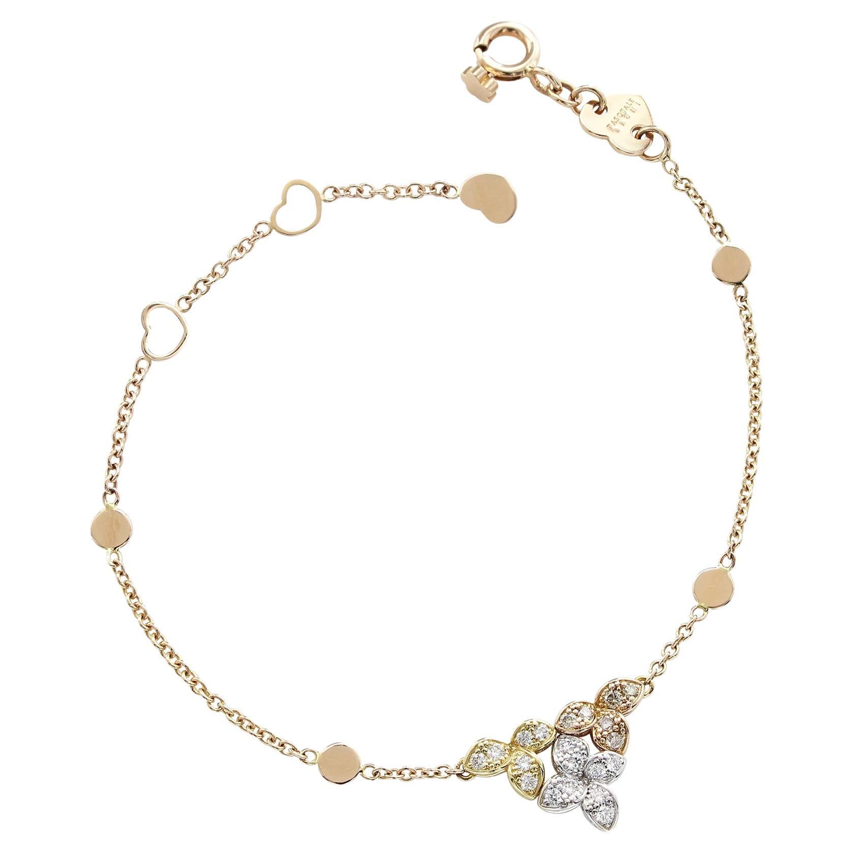 Ama Bracelet in 18k Rose, White & Yellow Gold w/ White & Champagne Diamonds For Sale
