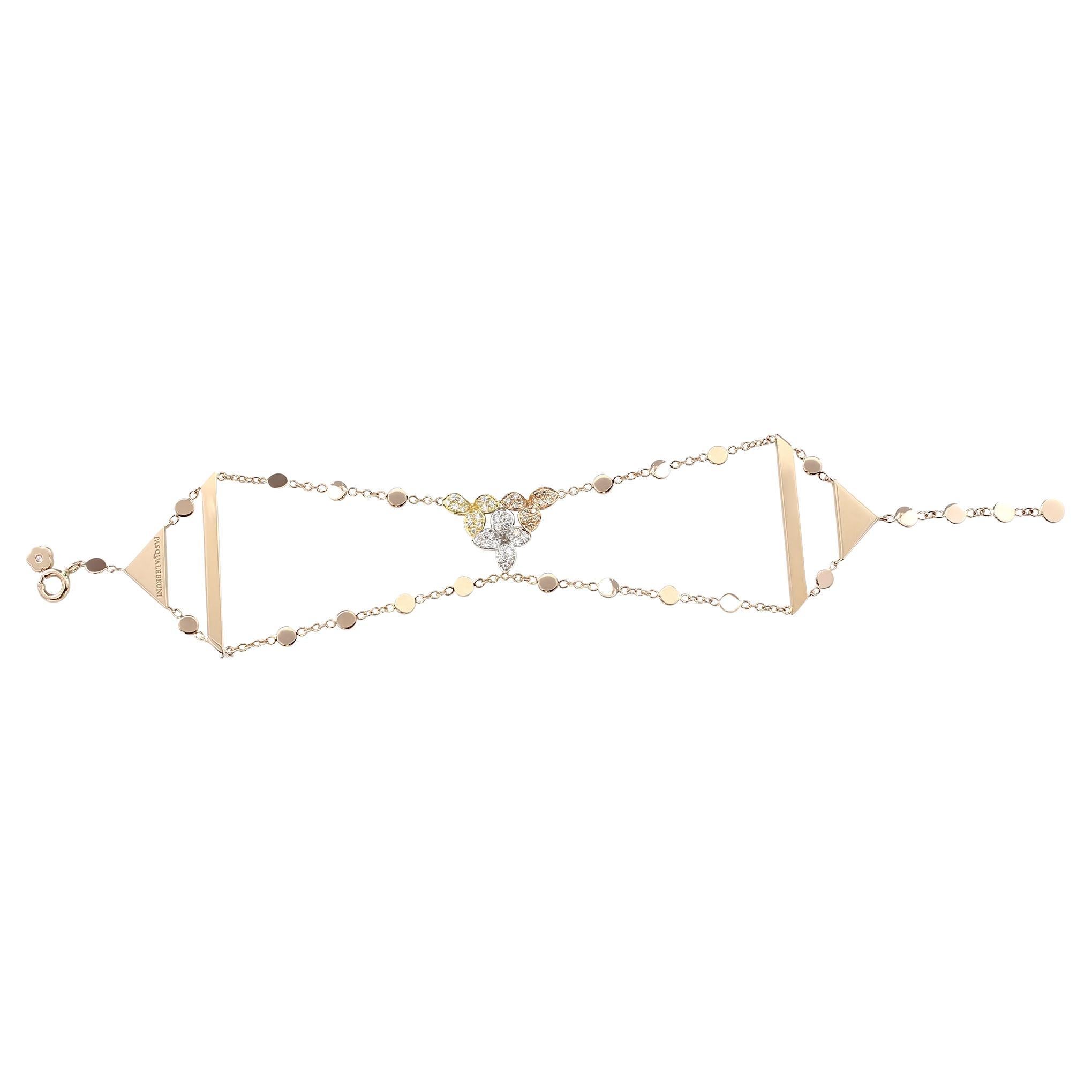 Ama Bracelet in 18k Rose, White & Yellow Gold w/ White & Champagne Diamonds