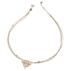 Ama Chain Necklace in 18k Rose, White Yellow Gold w/ White & Champagne Diamonds