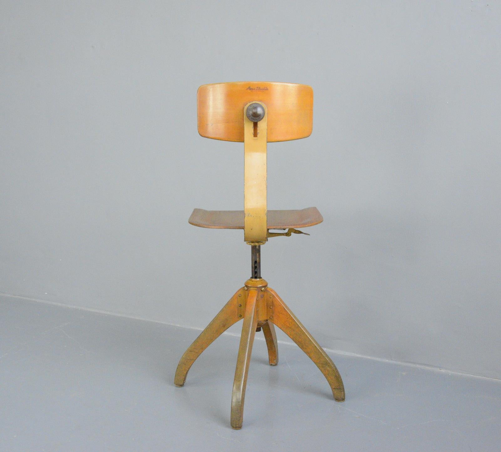 Ama Elastik Factory Chair, circa 1930s 1