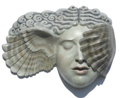 Hypnia (Sleep) - contemporary mythological ancient Greek face wall sculpture