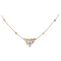 Collana con ciondolo Ama in oro giallo rosa bianco 18k con diamanti bianchi e champagne