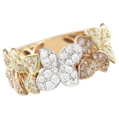 Ama Ring in 18k Rose, White and Yellow Gold with White and Champagne Diamonds