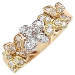 Ama Ring in 18k Rose, White and Yellow Gold with White and Champagne Diamonds