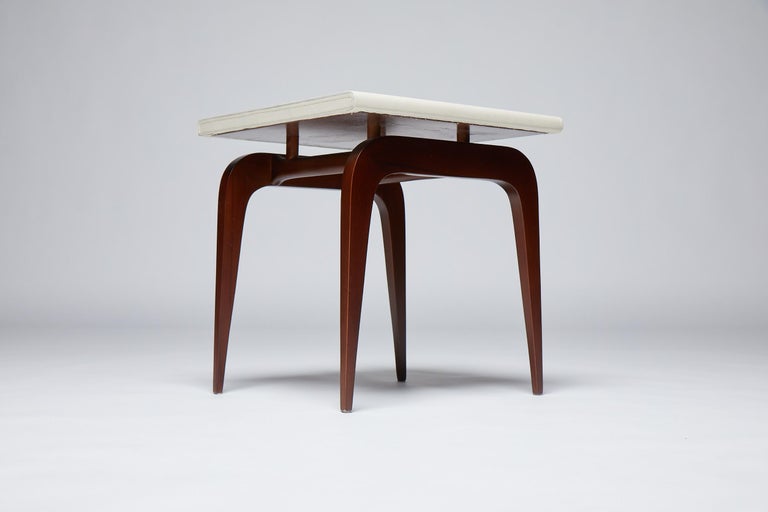 Side Table, AMA by Reda Amalou. Elegant corner table, Leather and