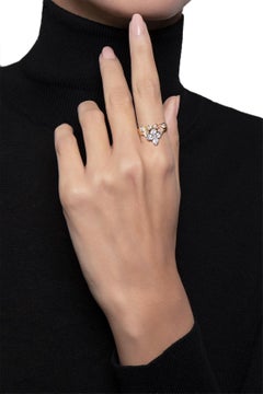 Ama Triangle Ring in 18k Rose, White & Yellow Gold w/ White & Champagne Diamonds