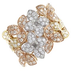 Ama XL Ring in 18k Rose, White & Yellow Gold w/ White & Champagne Diamonds