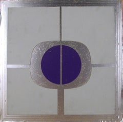 Senza titolo - Cerchio blu, collage geometrico astratto multiplo di Amadeo Gabino