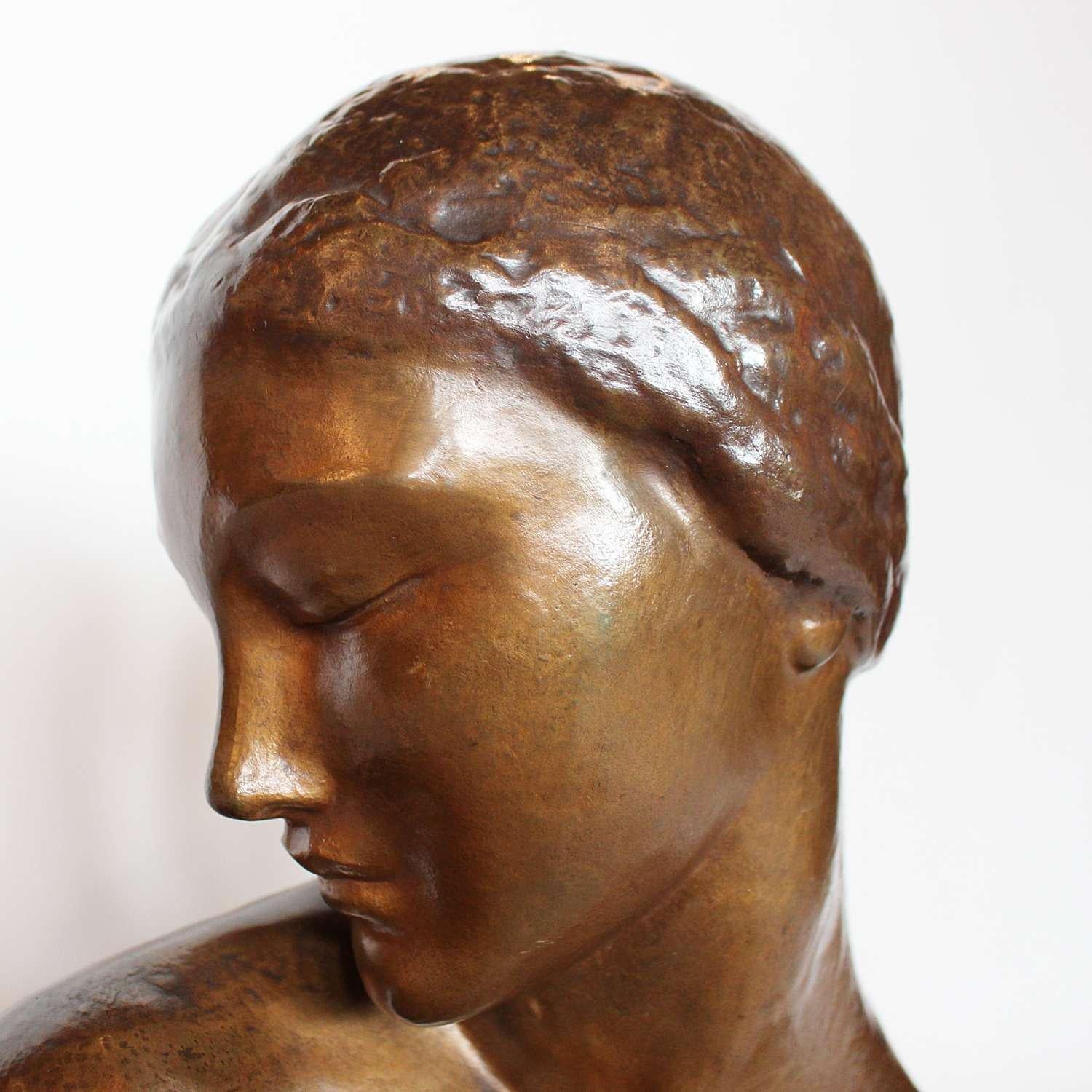 Patinated Amadeo Gennarelli Art Deco Bronze Bust