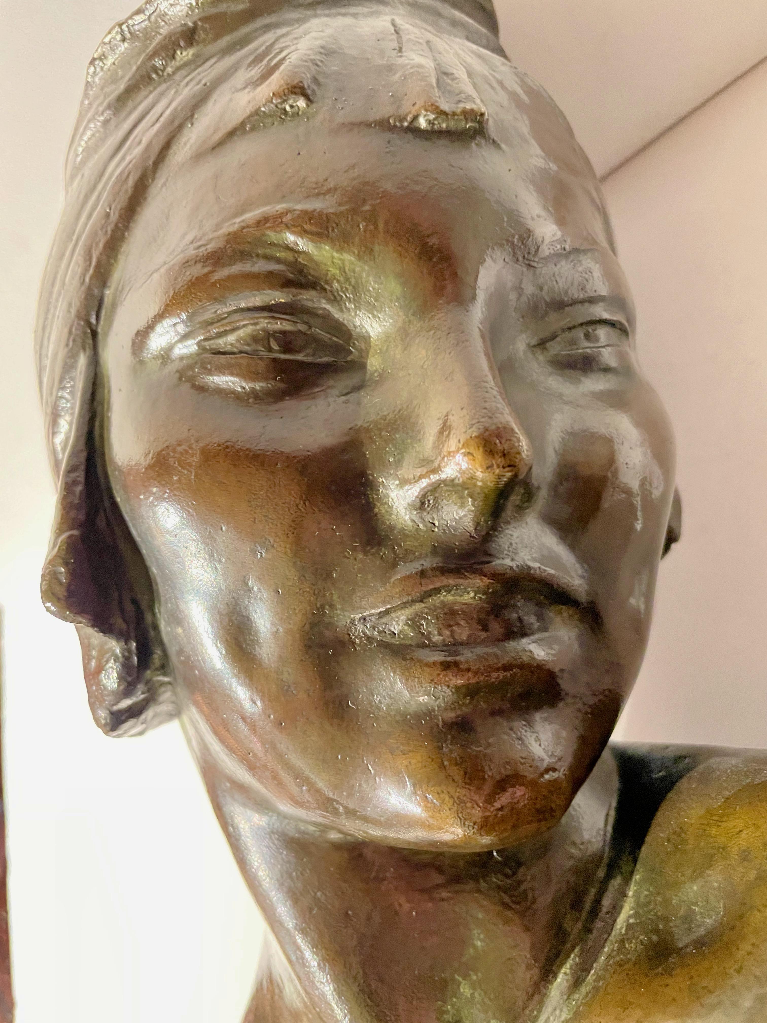 Amedeo Gennarelli Bronze Bust Art Deco Woman For Sale 9