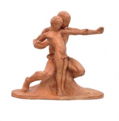 THE EDUCATION OF ACHILLES - Amedeo Gennarelli Italian Clay Sculpture