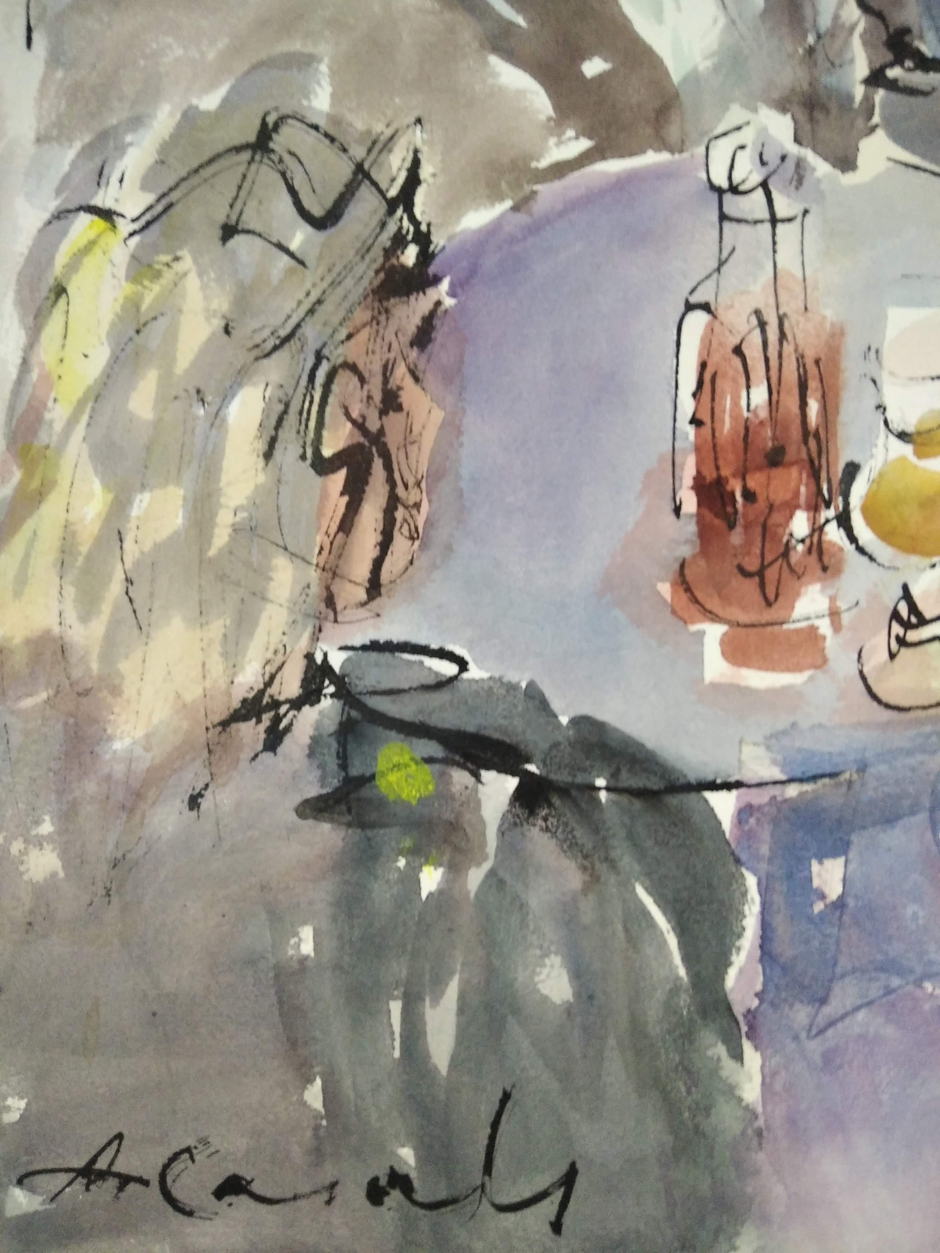 Playa Mayor. Salamanca - Figurative Painting Grigio di Amadeu Casals