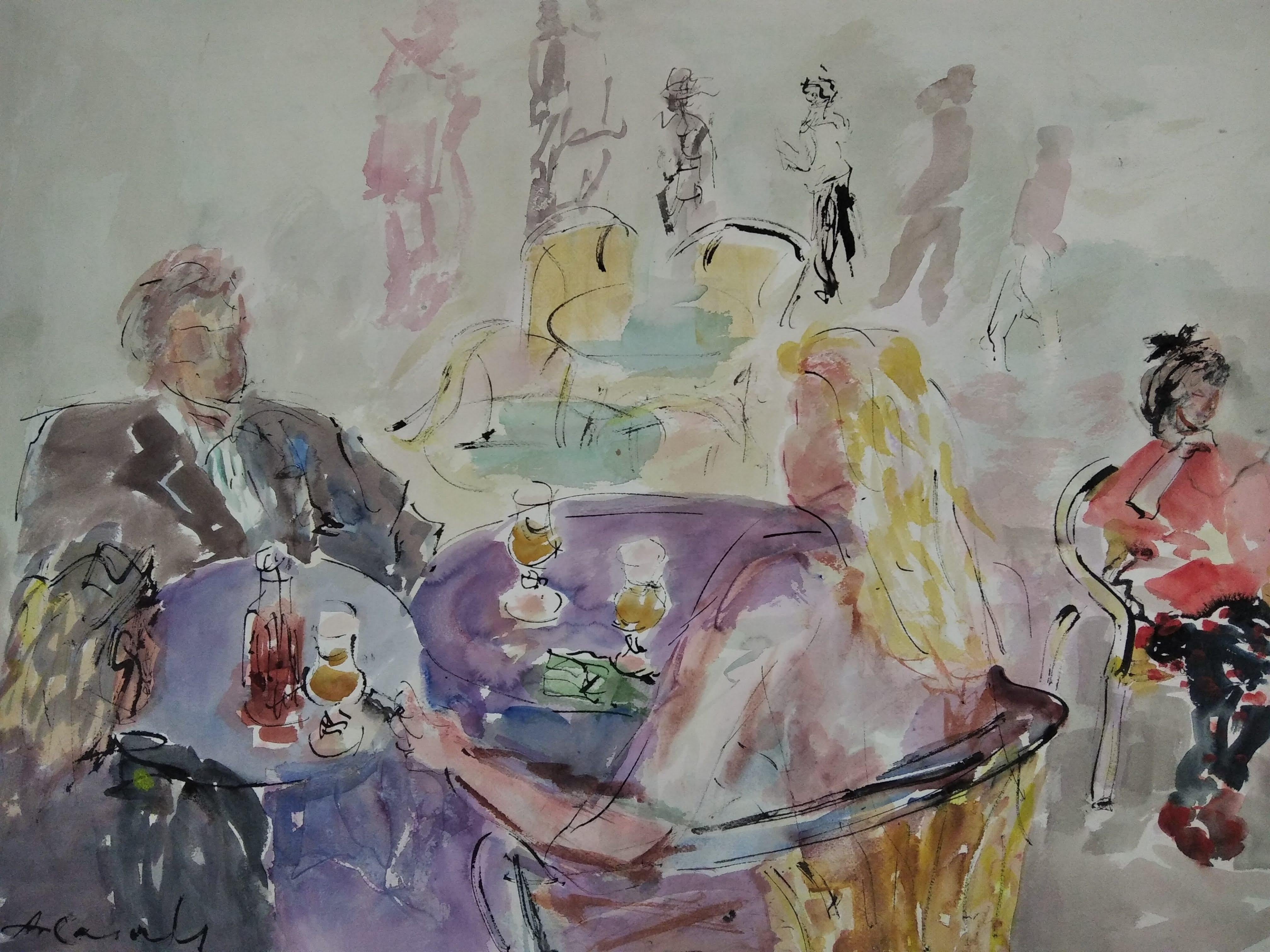 Figurative Painting di Amadeu Casals - Playa Mayor. Salamanca