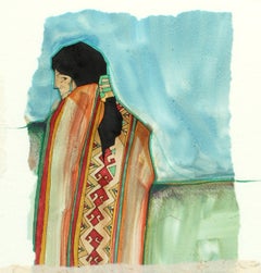 Original Mixed Media Oil Painting Fiber Collage Mexican Amado Pena 1999