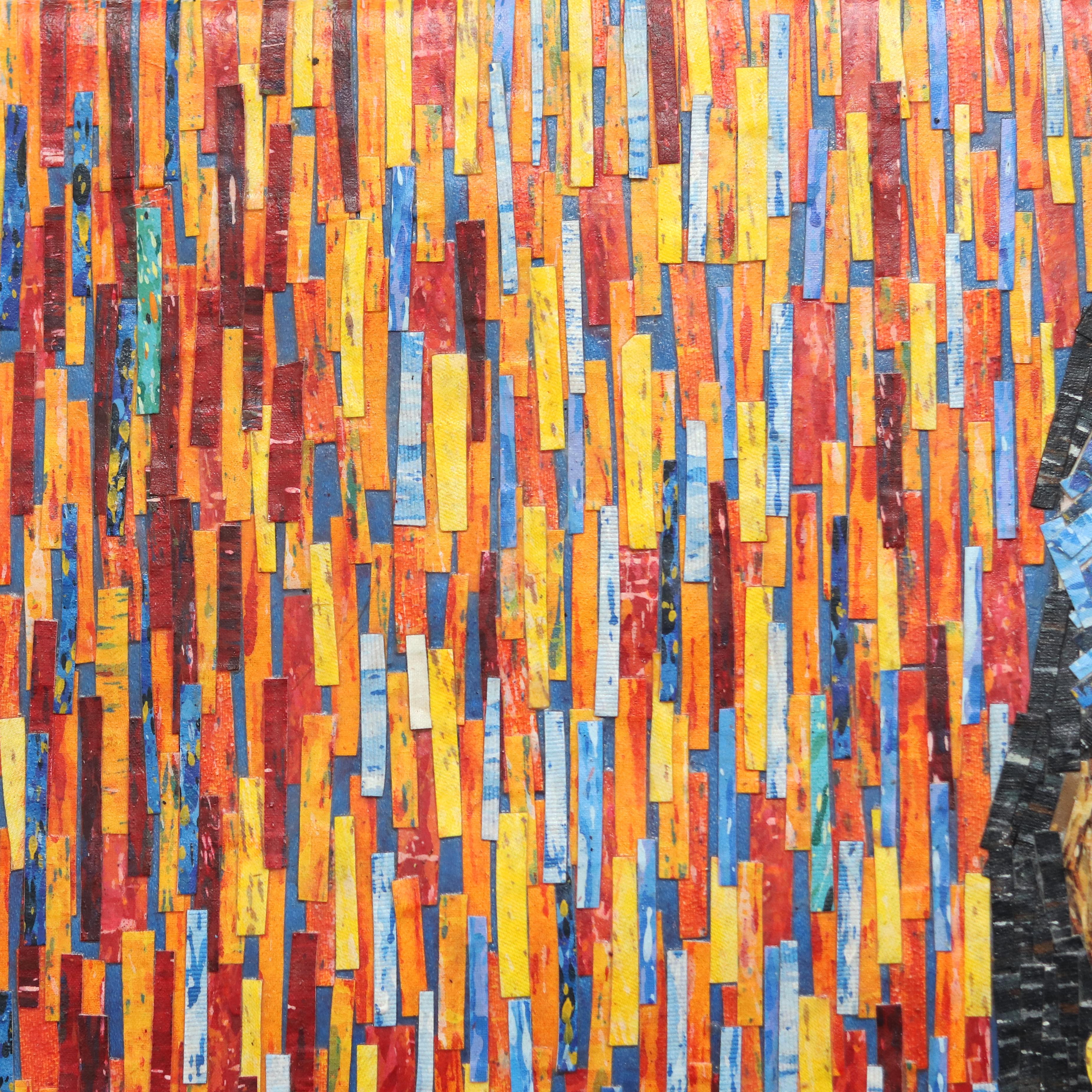 Breaking News - Opera d'arte figurativa a tecnica mista su tela, colorata e musicale - Painting Contemporaneo di Amadou Opa Bathily