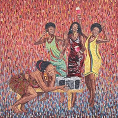 Le Danse De Moribayassa #1 - Woven Color Drenched Textural Mixed Media Artwork