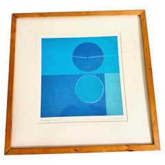 Impresión Amaina  "Luna de medianoche", color azul firmado y titulado Color azul EE.UU.