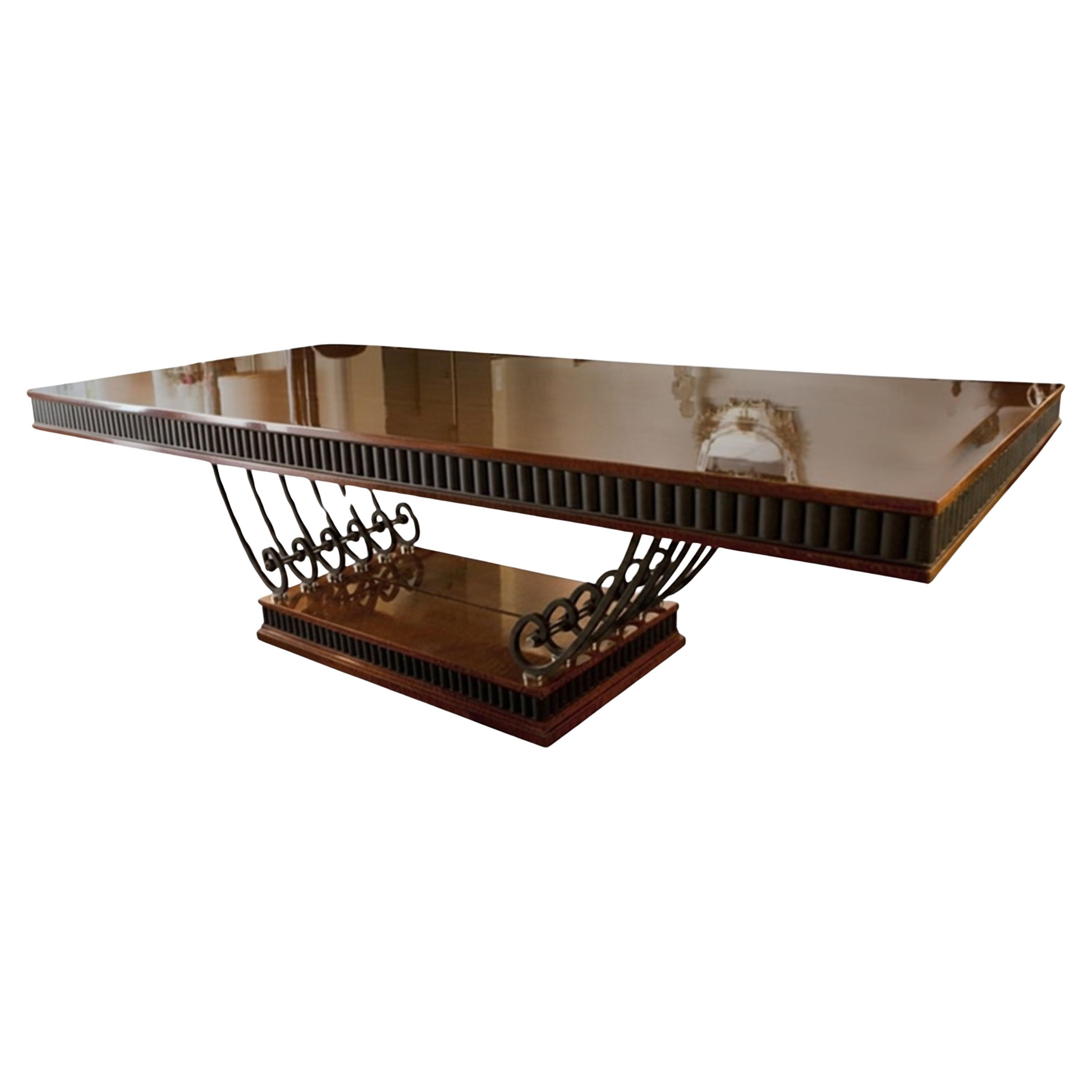 Amaizing Art Deco Table, 
10-12 Persons
, 1920, France in iron and Wood For Sale