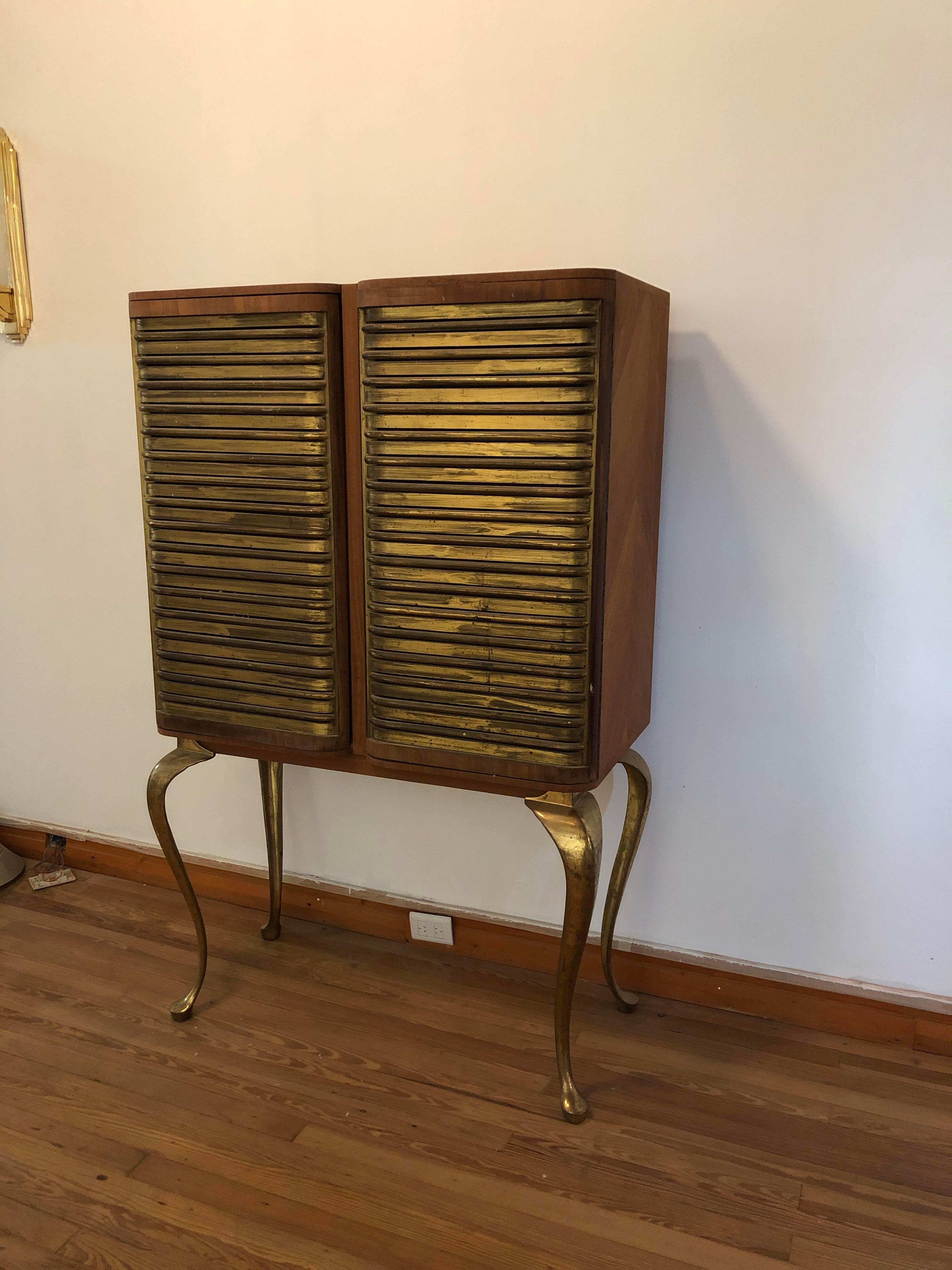 Mid-20th Century Amaizing Bar in Bronze and Wood, Style: Art Deco, Italian For Sale