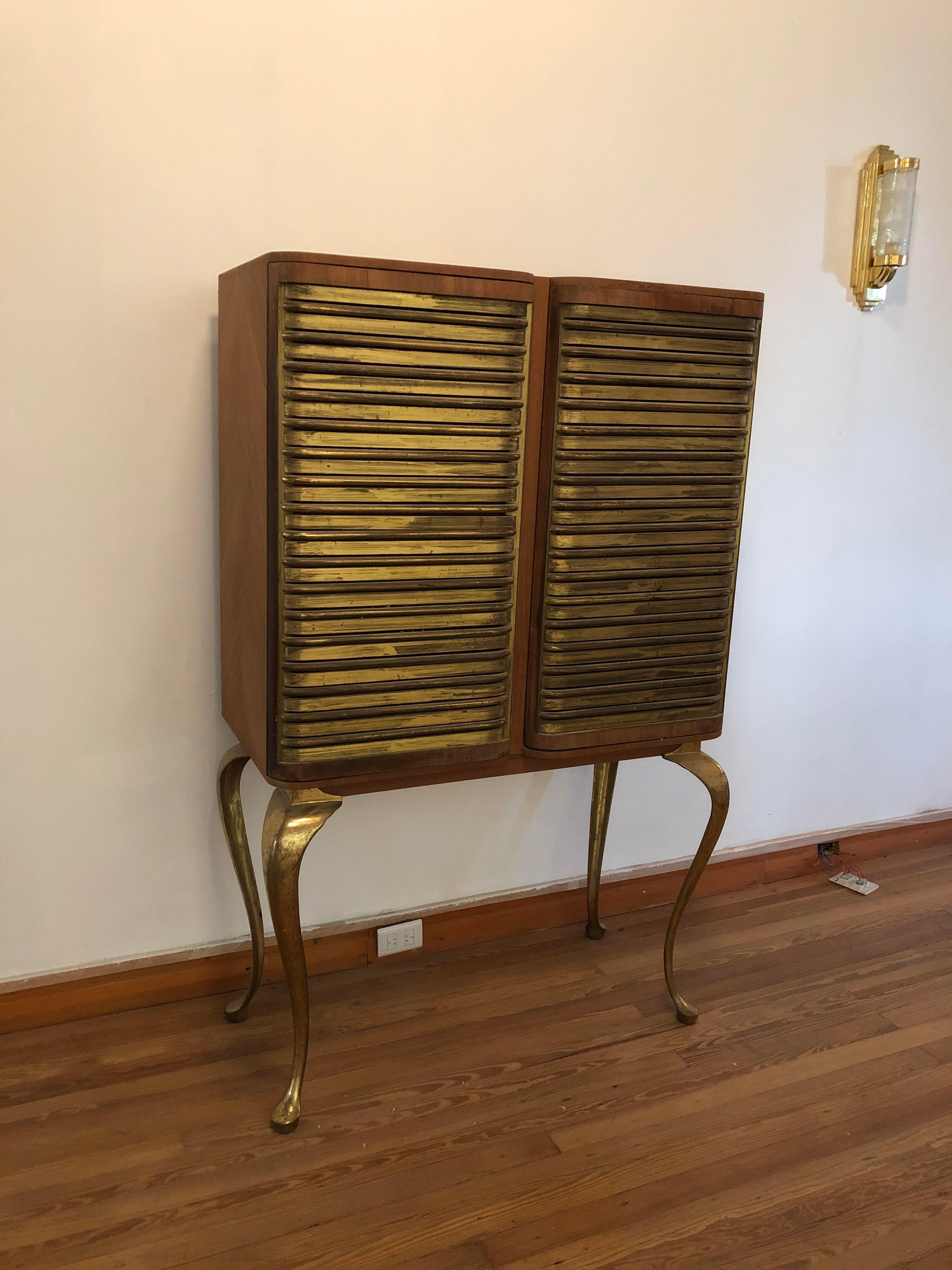 Amaizing Bar in Bronze and Wood, Style: Art Deco, Italian For Sale 1