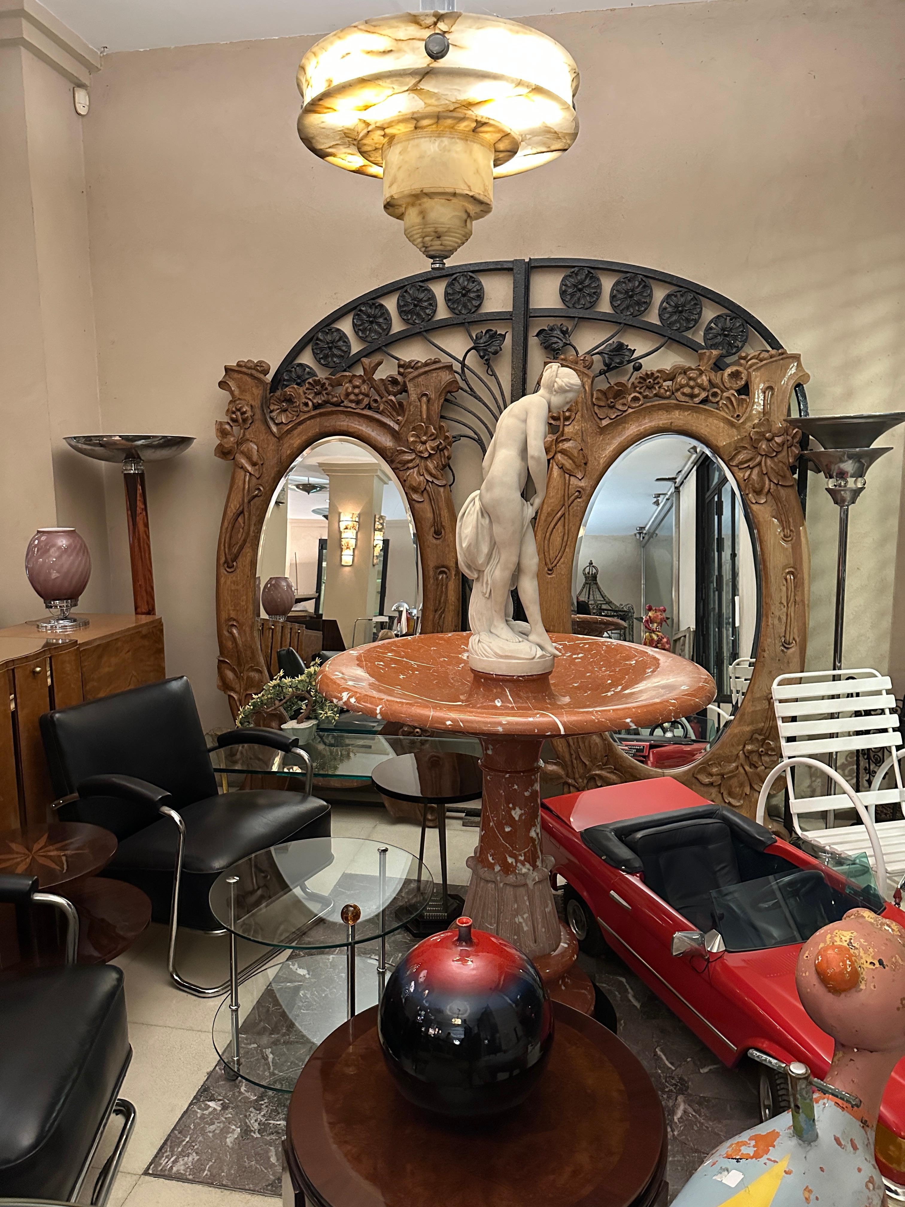 Stupefacente lampadario in alabastro e cromo, stile Art Déco, 1935 in vendita 8