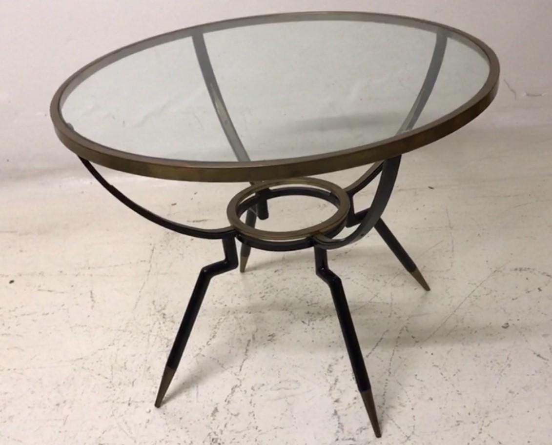 Ère spatiale Table italienne Amaizing 1960 en verre, bronze et fer en vente