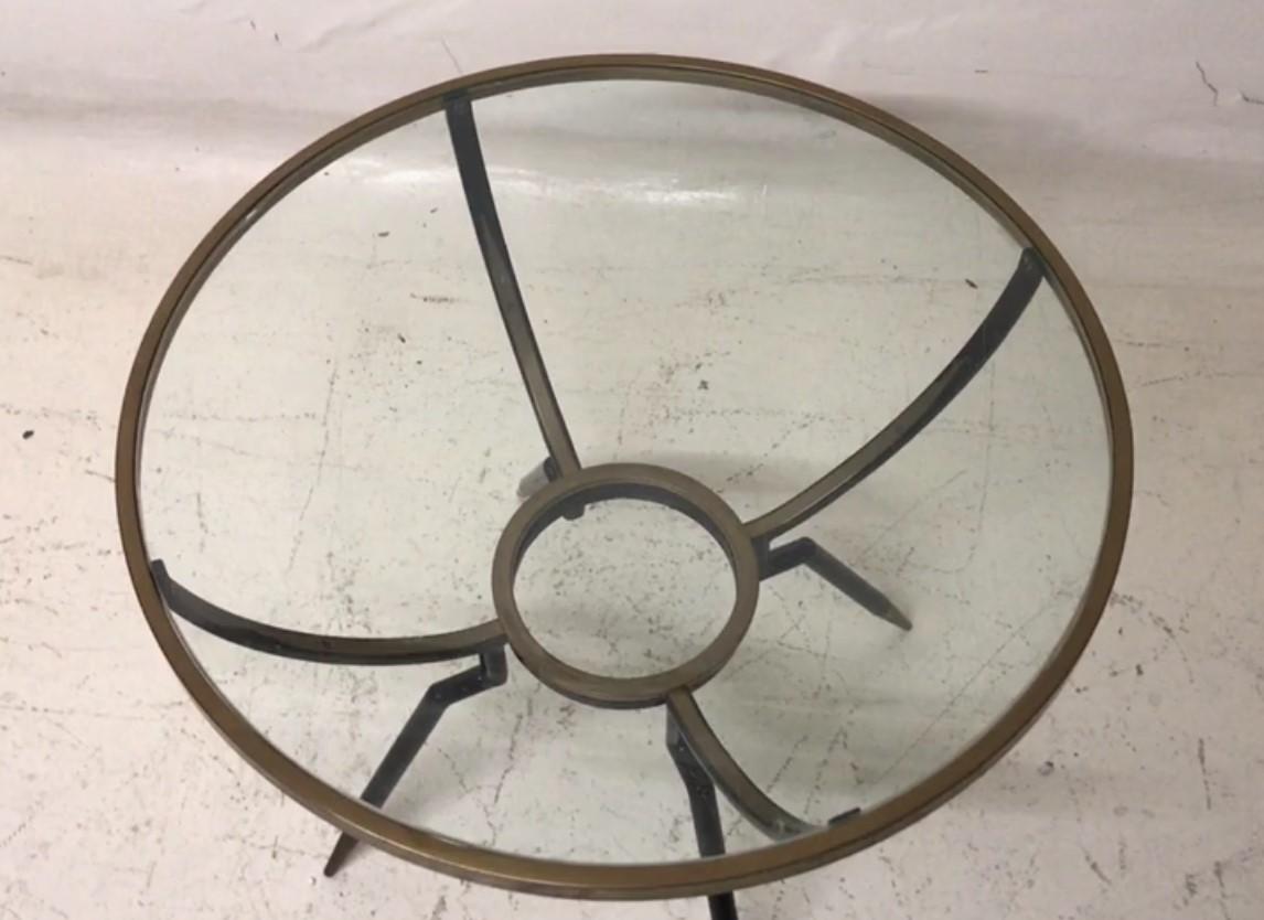 Mid-20th Century Amaizing Italian Table 1960 in Glass, Bronze and Iron For Sale