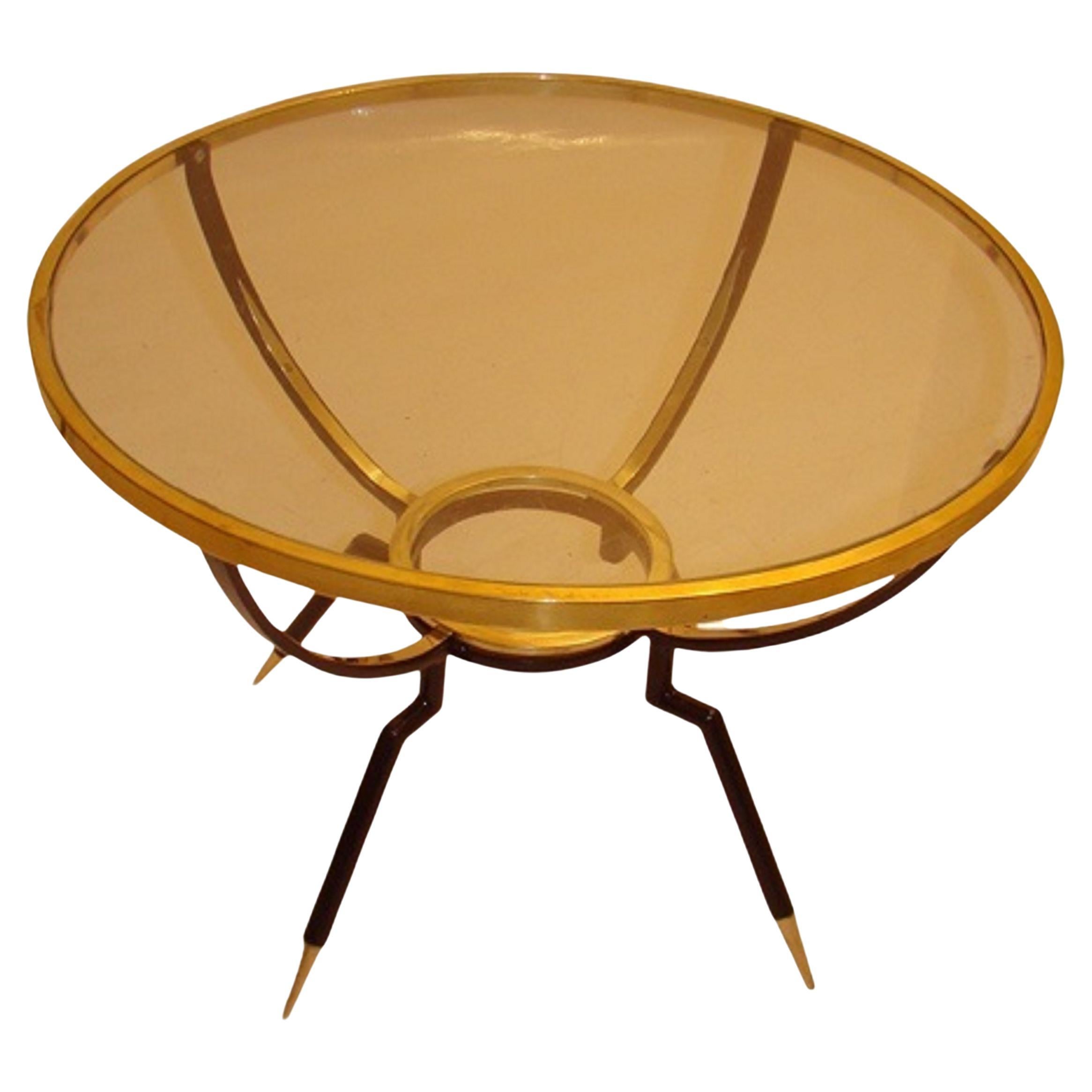 Amaizing Italian Table 1960 in Glass, Bronze and Iron For Sale