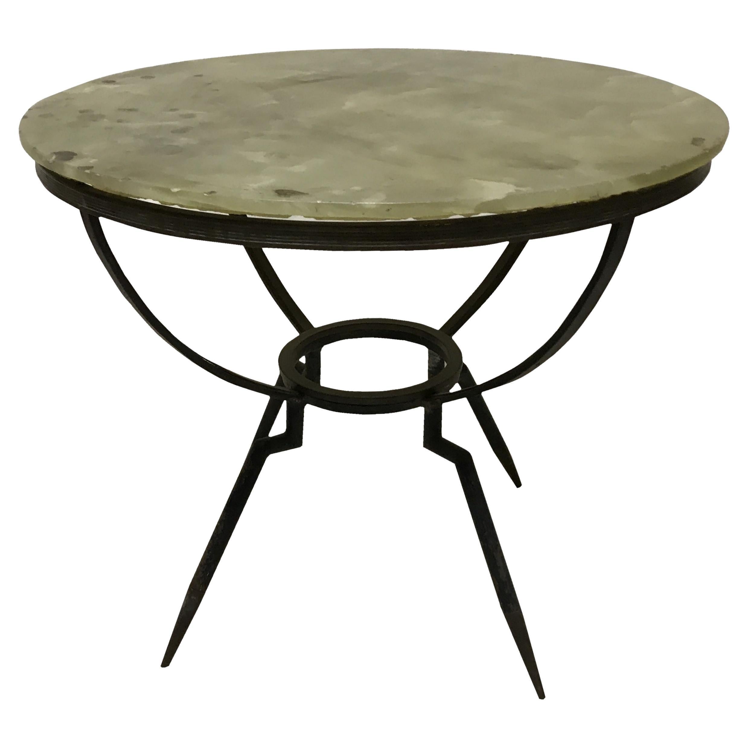 Amaizing Italian Table 1960 in Marble and Iron For Sale