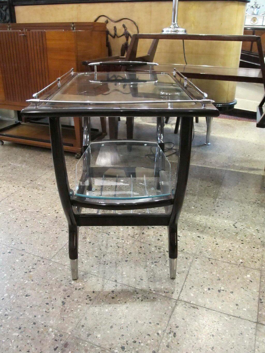 Mid-20th Century Amaizing Italian Table 1960 in Wood, Chrome and Glass For Sale