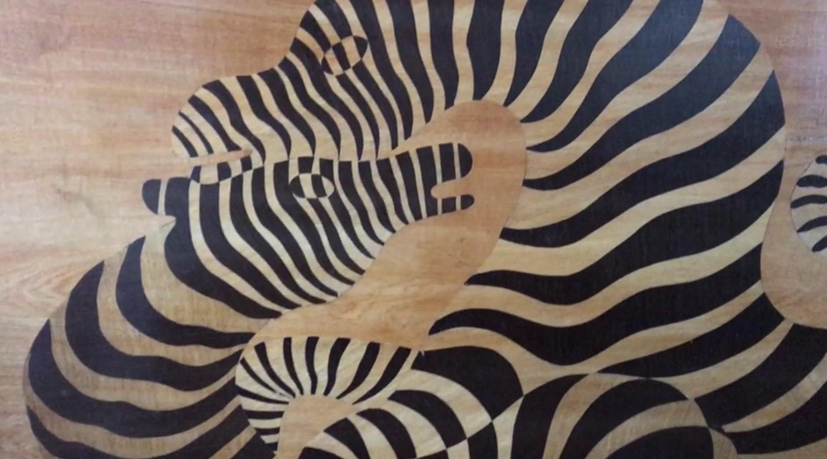 Amaizing Marquetry Optical Zebras, 1950, France, Material: Wood In Good Condition For Sale In Ciudad Autónoma Buenos Aires, C