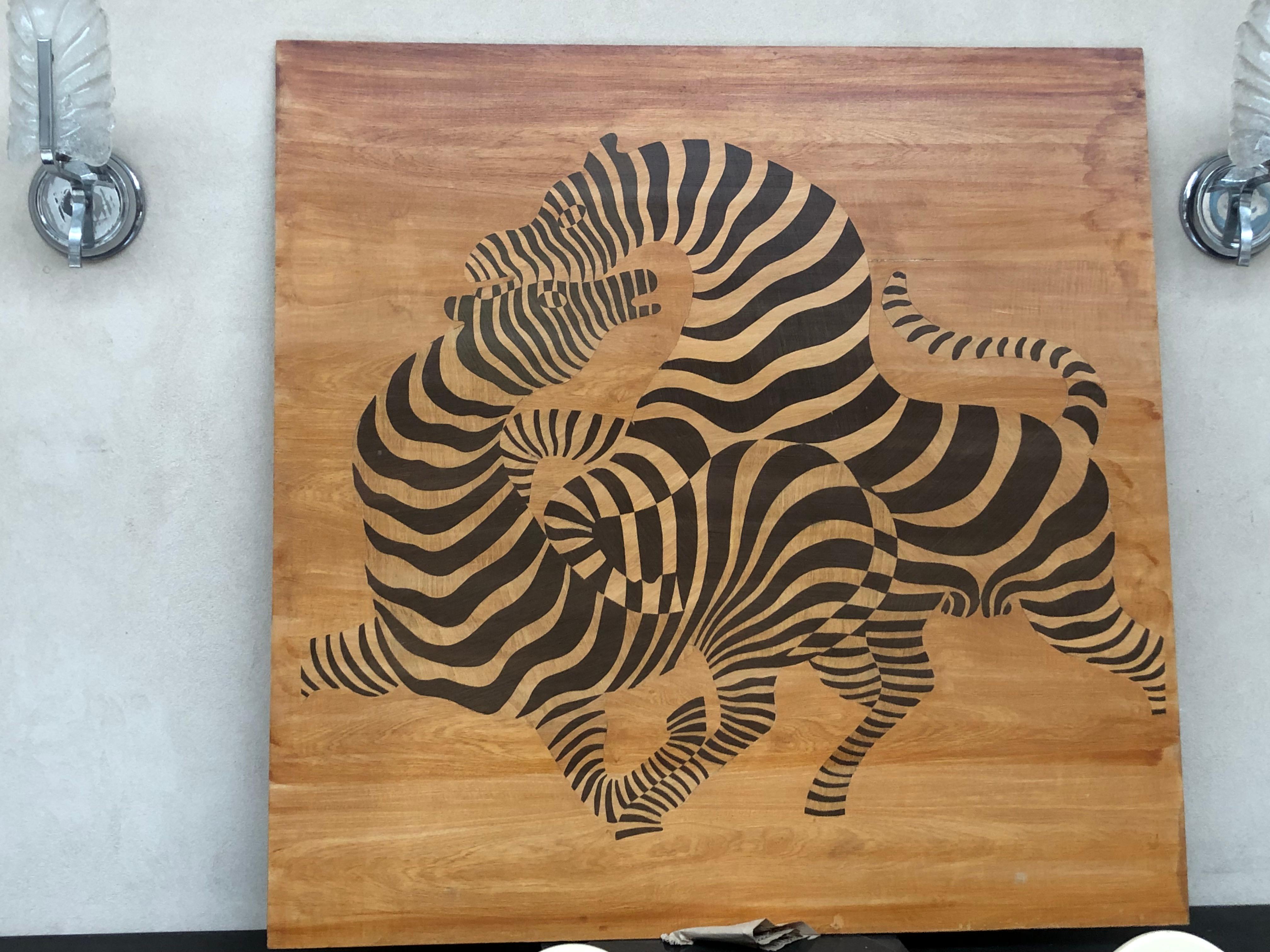 Amaizing Marquetry Optical Zebras, 1950, France, Material: Wood For Sale 3