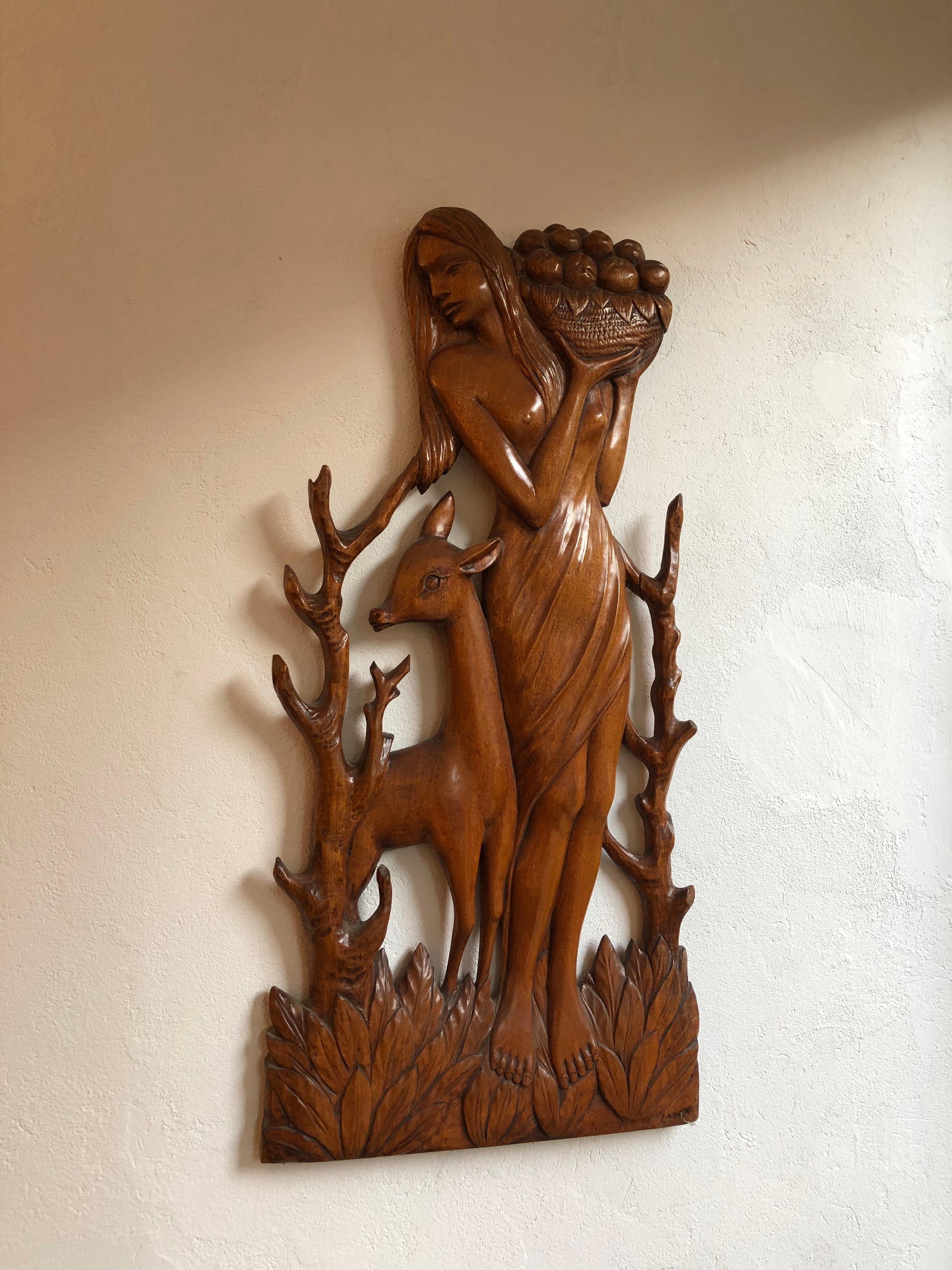 Amaizing Woman, 1940, France, Material, Wood, Sign, Zadra For Sale 9