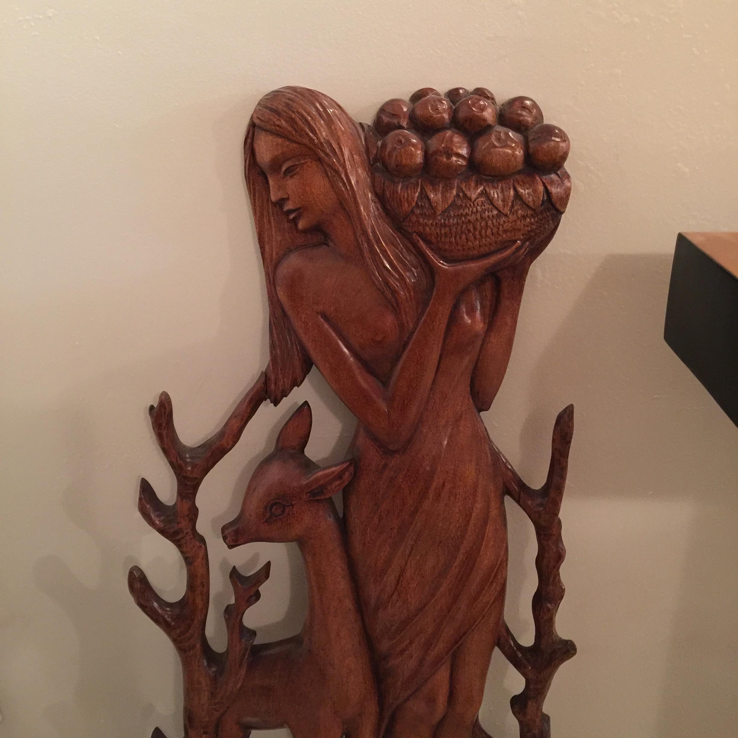 Art Deco Amaizing Woman, 1940, France, Material, Wood, Sign, Zadra For Sale