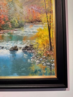 'Autumn Gold' Contemporary landscape painting of yellow trees and path