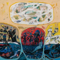 "Aqua Terra" Abstract Painting 31" x 31" inch by Amal Nasr