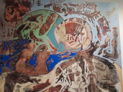 "Cercle de vie" Peinture abstraite 39" x 47" pouces par Amal Nasr