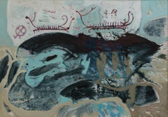 "Longboats" Abstract Painting 39" x 47" inch by Amal Nasr