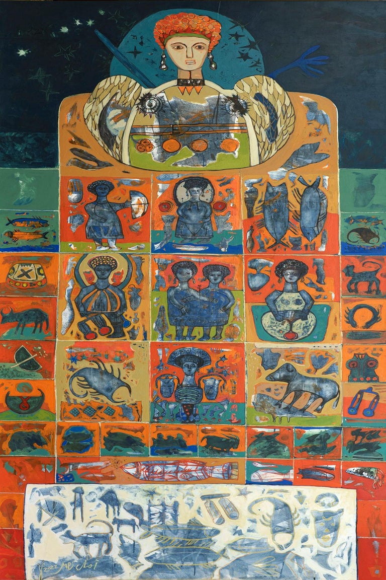 Amal Nasr "New Horizon" Abstract Painting 96" x 48" inch by Amal Nasr