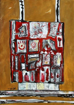 "Pandora" Abstract Painting 39" x 27.5" inch by Amal Nasr