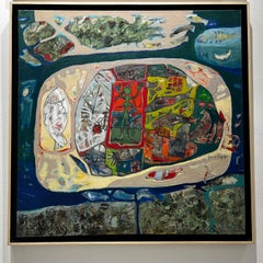 Peinture abstraite "Prophecy" 31" x 31" pouces par Amal Nasr